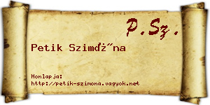 Petik Szimóna névjegykártya